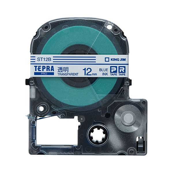 （まとめ） キングジム テプラ PRO テープカートリッジ 12mm 透明／青文字 ST12B 1個 【×5セット】 送料無料