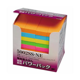 （まとめ） 3M ポストイット パワーパック 強粘着ふせん 75×25mm ネオンカラー5色 5002SS-NE 1パック（40冊） 【×2セット】 送料無