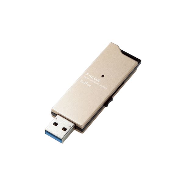 エレコム USBメモリー／USB3.0対応／スライド式／高速／DAU／128GB／ゴールド MF-DAU3128GGD 送料無料