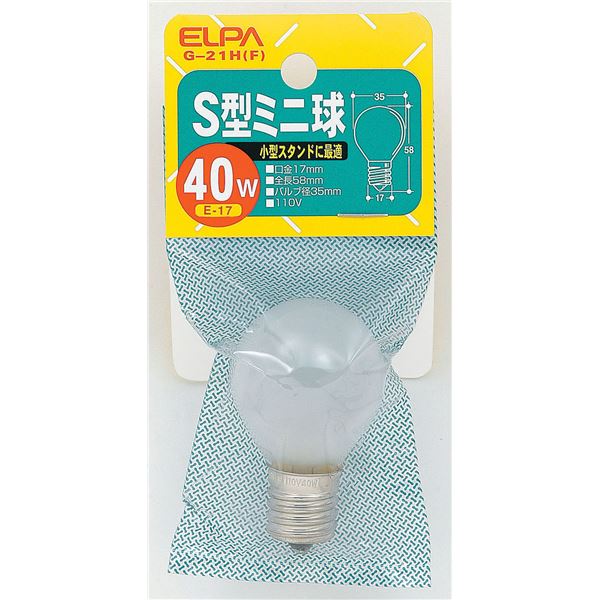 （まとめ） ELPA S型ミニ球 電球 40W E17 フロスト G-21H（F） 【×30セット】 送料無料