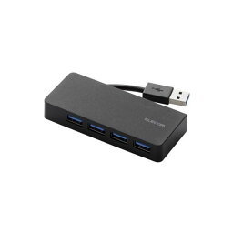 （まとめ） エレコム 4ポートUSB3.0ハブ（ケーブル収納タイプ） U3H-K417BBK 【×2セット】 送料無料