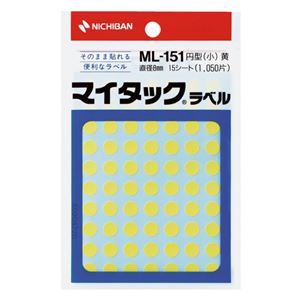 (まとめ) ニチバン マイタック カラーラベル 円型 直径8mm 黄 ML-1512 1パック(1050片：70片×15シート) 【×30セット】 送料無料