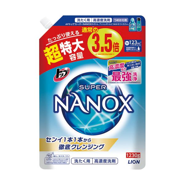 （まとめ）ライオン トップ スーパーNANOX詰替用 超特大 1230g 1個 【×3セット】