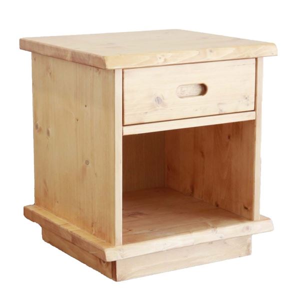 サイドテーブル サイドチェスト 45×42×50cm ナチュラルブラウン 木製 引き出し付 ナイトテーブル 完成品 リビング ベッドルーム