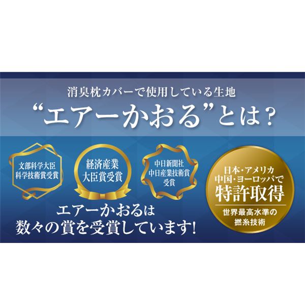 消臭機能付き 枕カバー 【同色2枚セット ミントブルー】 約32×52cm 枕サイズ63×43cm迄対応 綿混 日本製 『エアーかおる』 【代引不