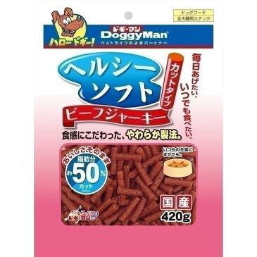 〔まとめ〕 ドッグフード ペットフード ドギーマン ヘルシーソフト ビーフジャーキー カットタイプ 420g 24組 日本製 ペット用品