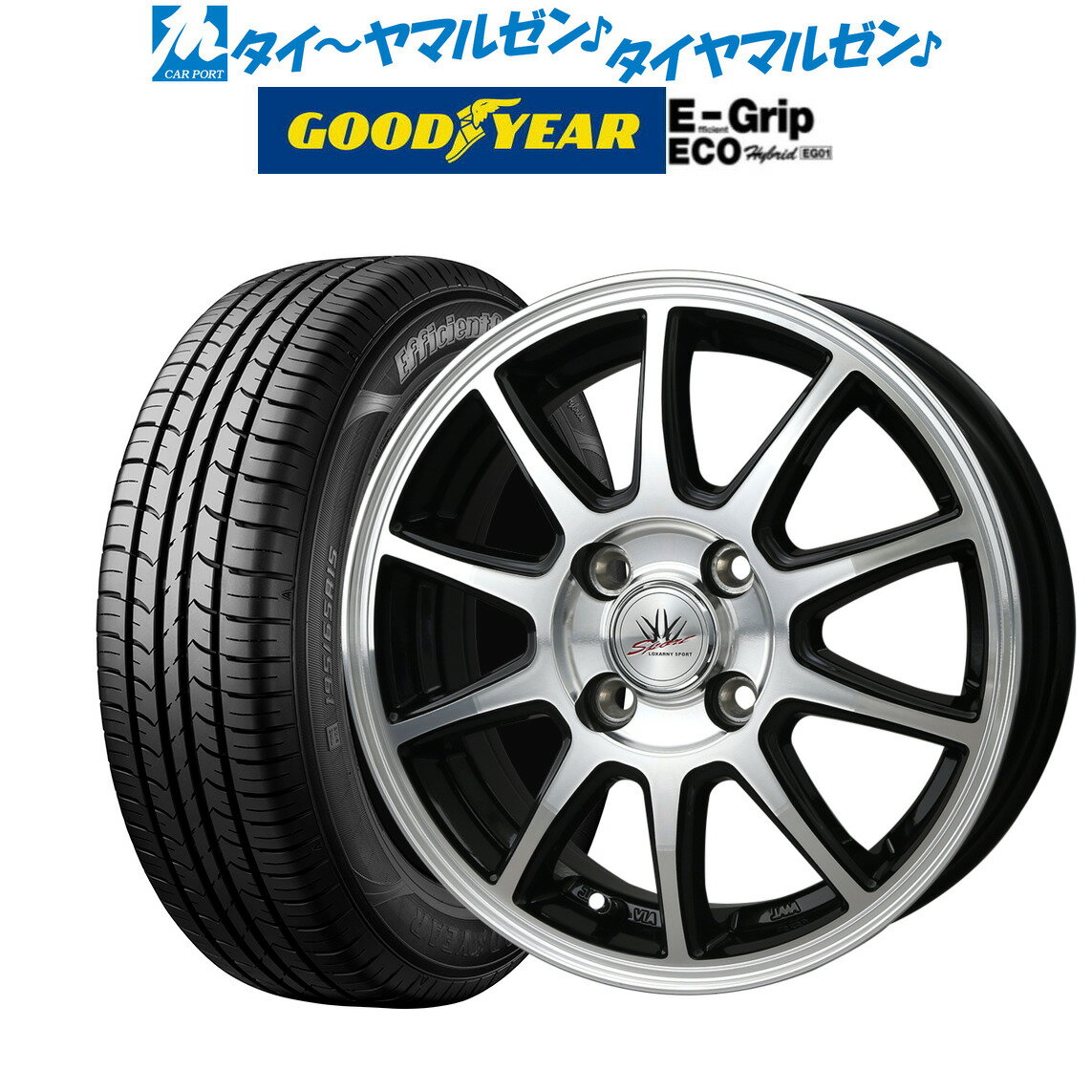 [5/18]ストアポイント3倍!!新品 サマータイヤ ホイール4本セットBADX ロクサーニスポーツ SP1014インチ 4.5Jグッドイヤー エフィシエント グリップ エコ EG01155/65R14