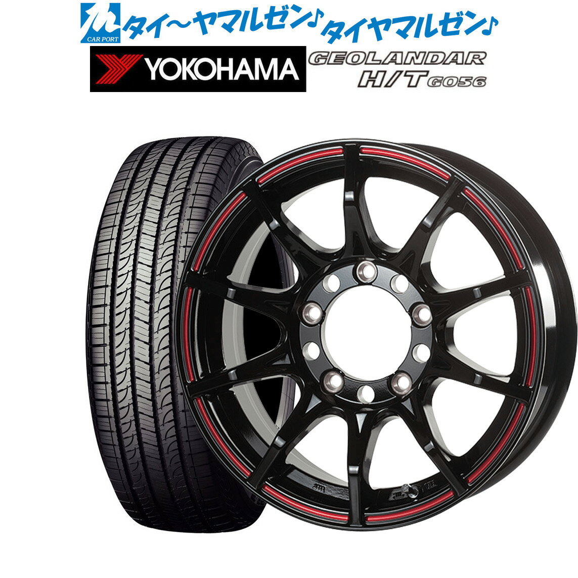 P5倍+最大100%ポイントバック！★要エントリー新品 サマータイヤ ホイール4本セット5ZIGEN ゴジゲン ブラックマン ジーアイ15インチ 6.0Jヨコハマ GEOLANDAR ジオランダー H/T (G056)195/80R15