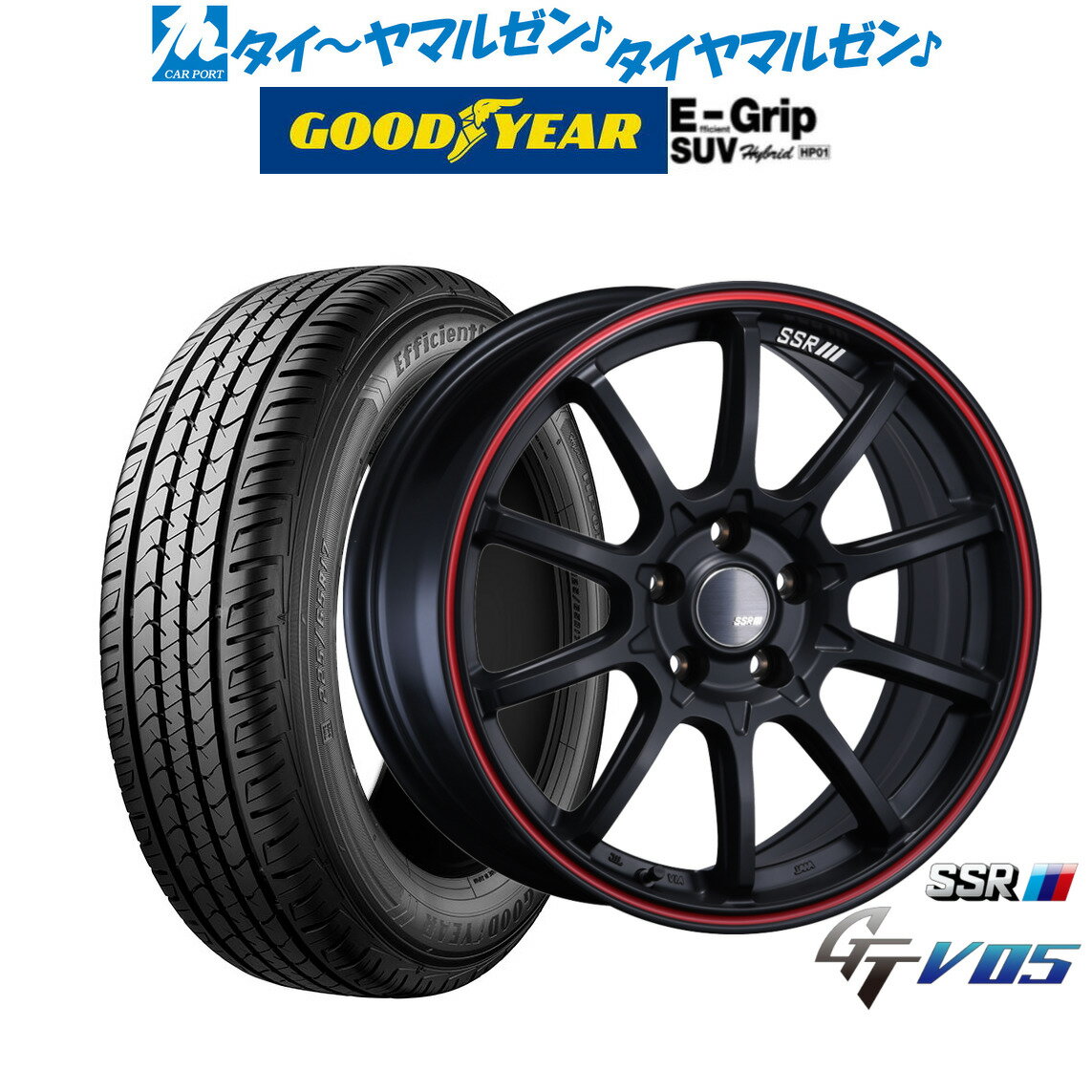 [SS期間]割引クーポン配布新品 サマータイヤ ホイール4本セットタナベ SSR GT V0518インチ 7.5Jグッドイヤー エフィシエント グリップ SUV HP01225/65R18