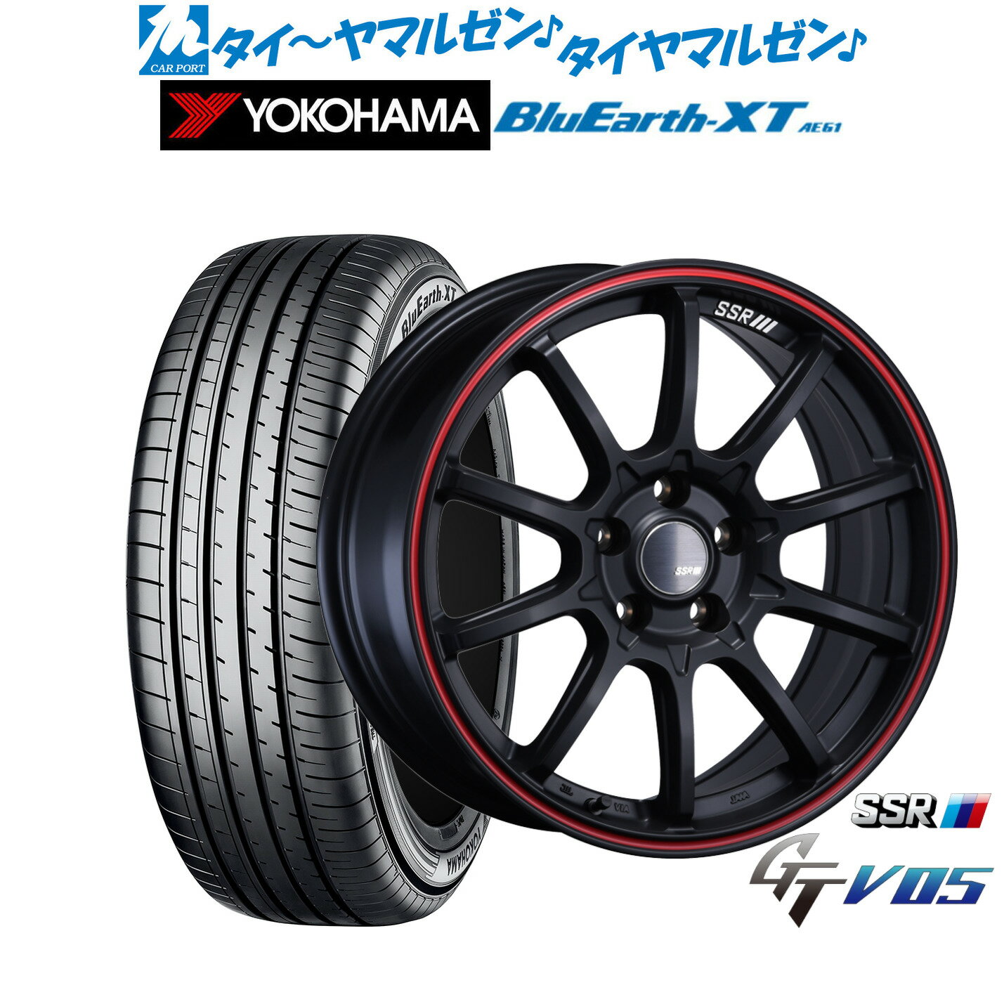 [5/9～15]割引クーポン配布新品 サマータイヤ ホイール4本セットタナベ SSR GT V0518インチ 7.5Jヨコハマ BluEarth ブルーアース XT (AE61)225/60R18