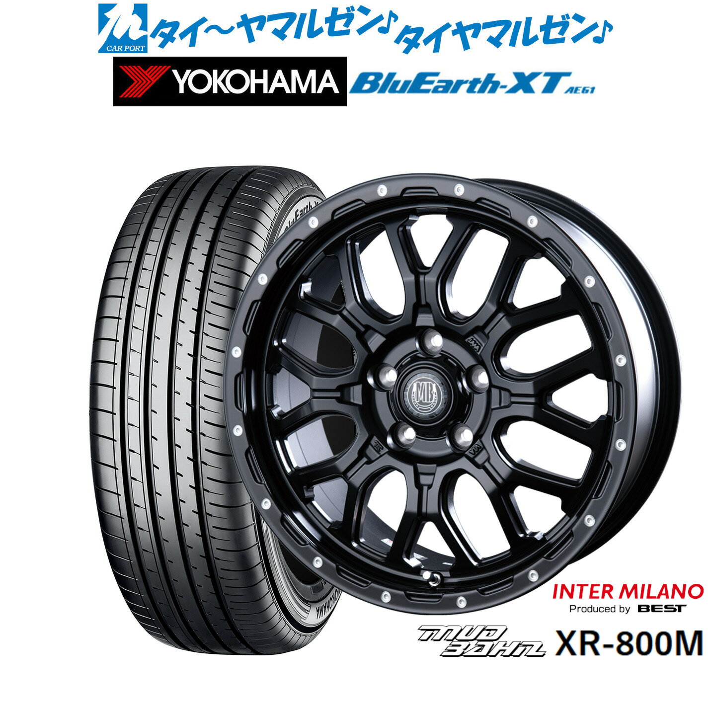 [5/9～15]割引クーポン配布新品 サマータイヤ ホイール4本セットインターミラノ マッドバーン XR-800M18インチ 7.5Jヨコハマ BluEarth ブルーアース XT (AE61)235/60R18