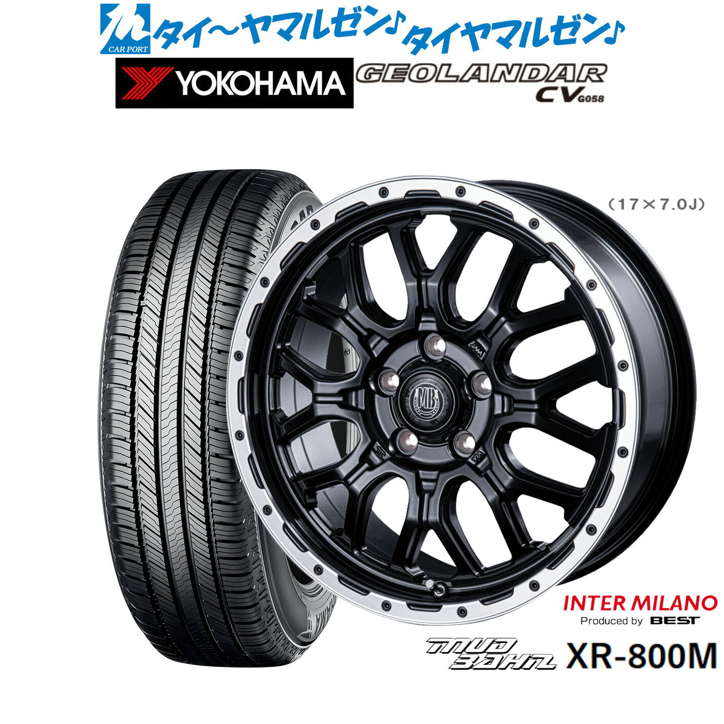 [5/20]割引クーポン配布新品 サマータイヤ ホイール4本セットインターミラノ マッドバーン XR-800M18インチ 7.5Jヨコハマ GEOLANDAR ジオランダー CV (G058)225/55R18