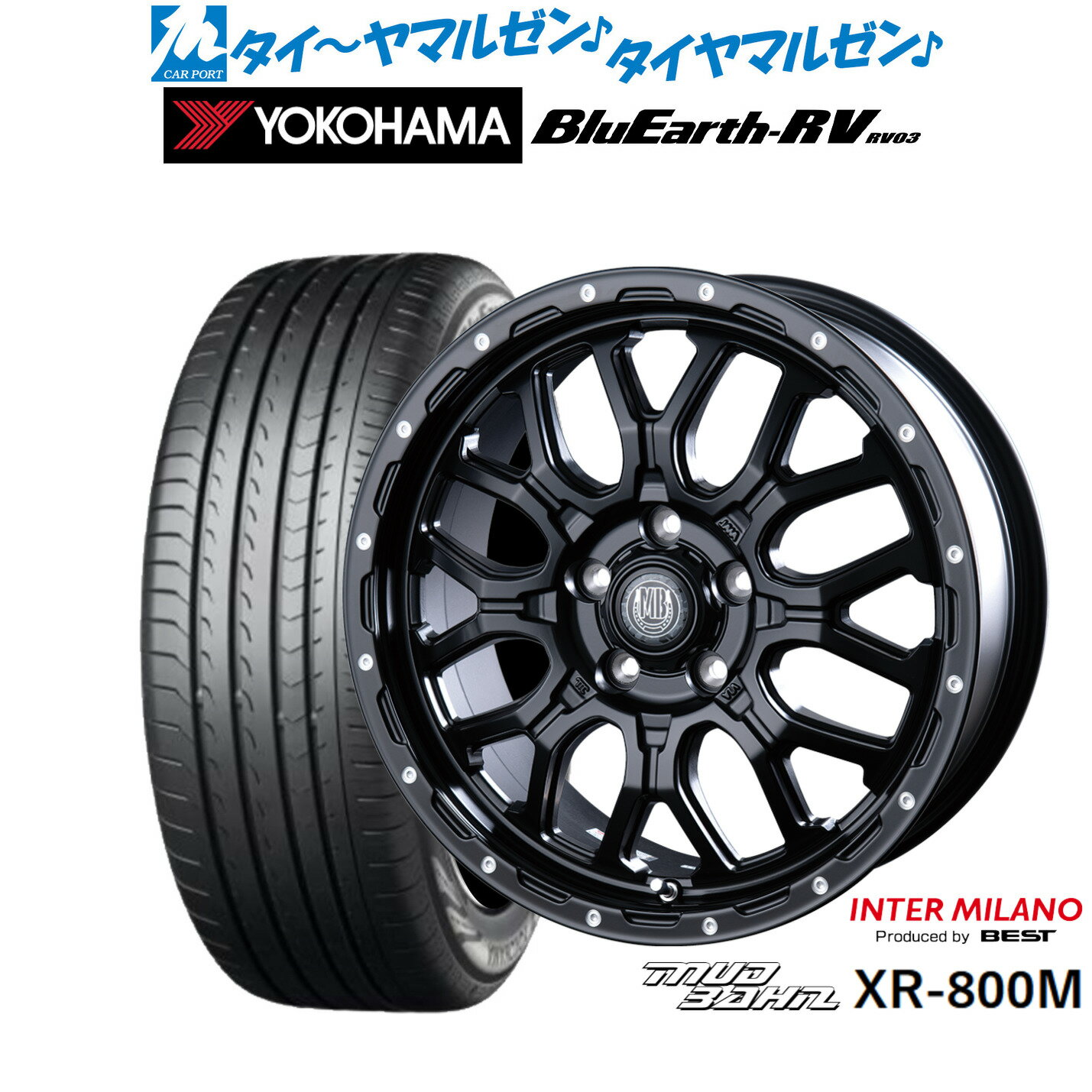 [6/22〜26]割引クーポン配布新品 サマータイヤ ホイール4本セットインターミラノ マッドバーン XR-800M18インチ 7.5Jヨコハマ BluEarth ブルーアース RV03(RV-03)215/45R18