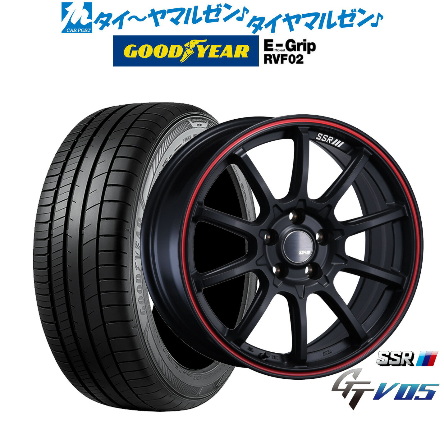 [6/1]P5倍+最大100%ポイントバック！★要エントリー新品 サマータイヤ ホイール4本セットタナベ SSR GT V0519インチ 8.0Jグッドイヤー エフィシエント グリップ RVF02225/55R19