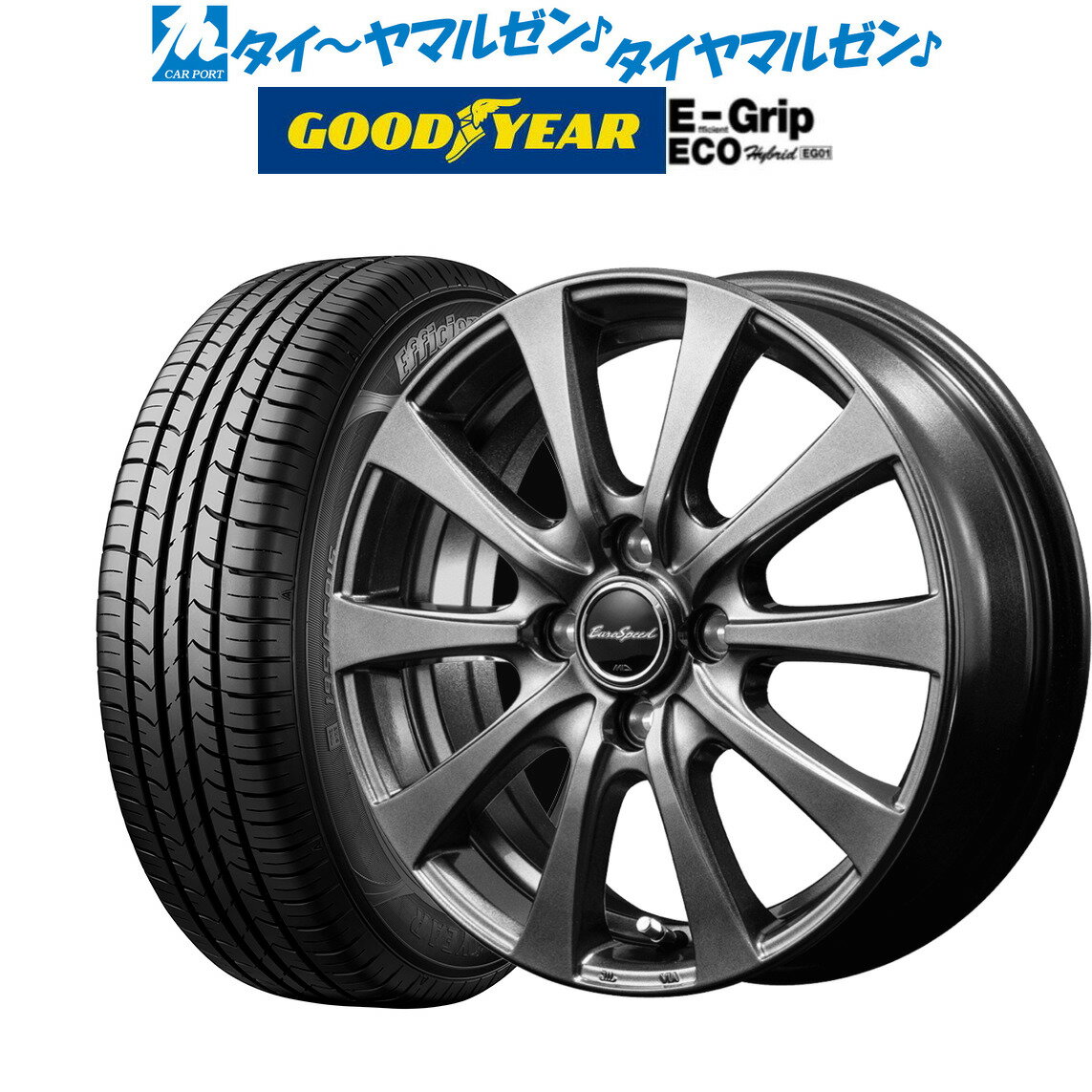 [5/18]ストアポイント3倍!!新品 サマータイヤ ホイール4本セットMID ユーロスピード G-1013インチ 4.0Jグッドイヤー エフィシエント グリップ エコ EG01155/65R13