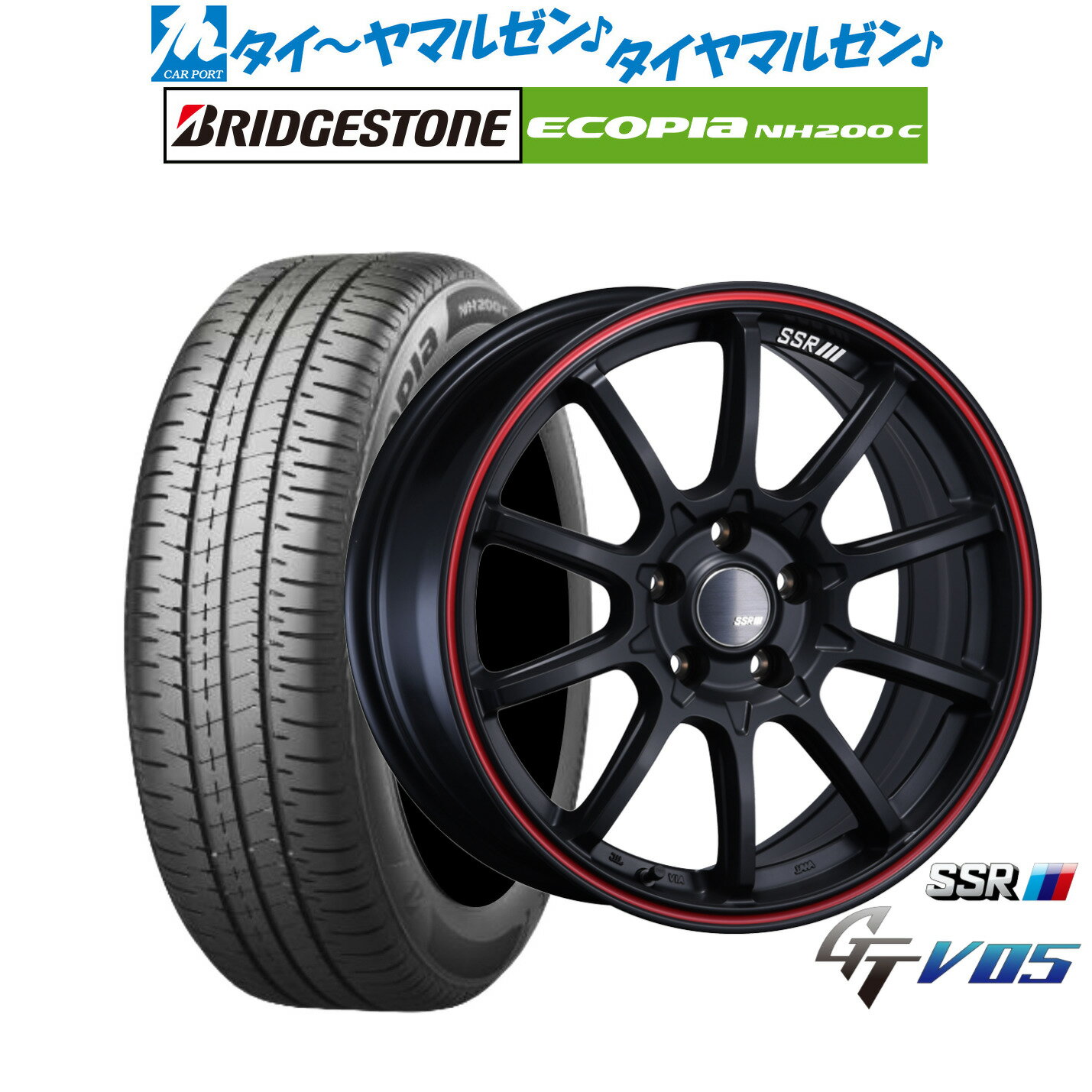 新品 サマータイヤ ホイール4本セットタナベ SSR GT V0517インチ 7.0Jブリヂストン ECOPIA エコピア NH200C195/45R17
