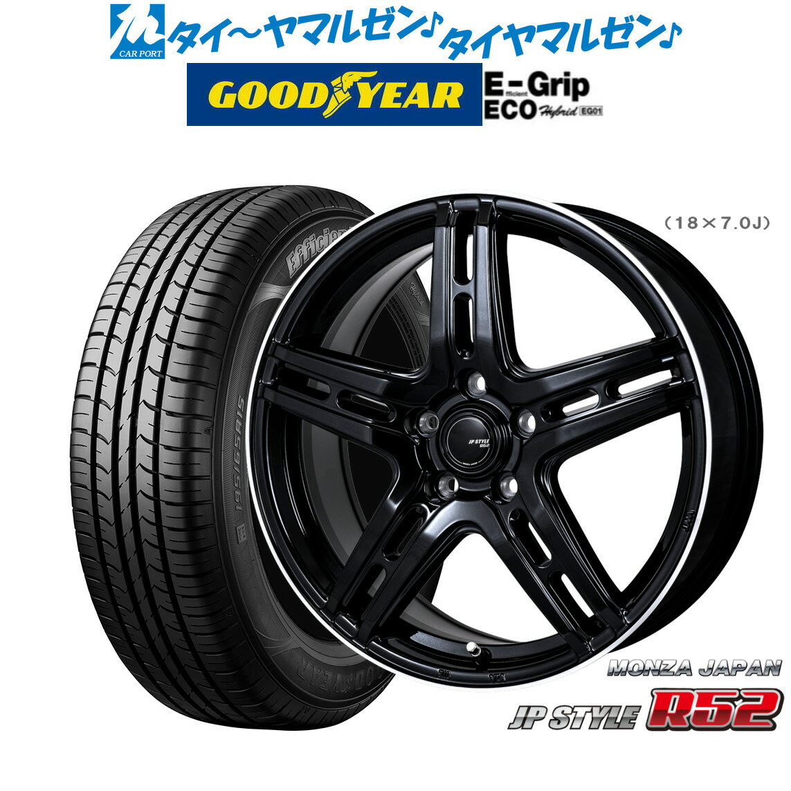 [5/23～26]割引クーポン配布新品 サマータイヤ ホイール4本セットモンツァ JP STYLE R5217インチ 7.0Jグッドイヤー エフィシエント グリップ エコ EG01215/50R17