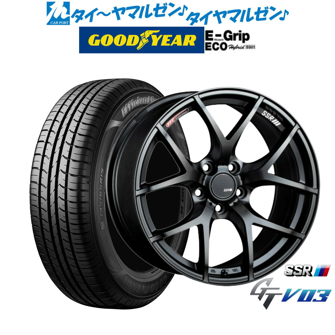 [5/9～15]割引クーポン配布新品 サマータイヤ ホイール4本セットタナベ SSR GT V0317インチ 7.0Jグッドイヤー エフィシエント グリップ エコ EG01215/45R17