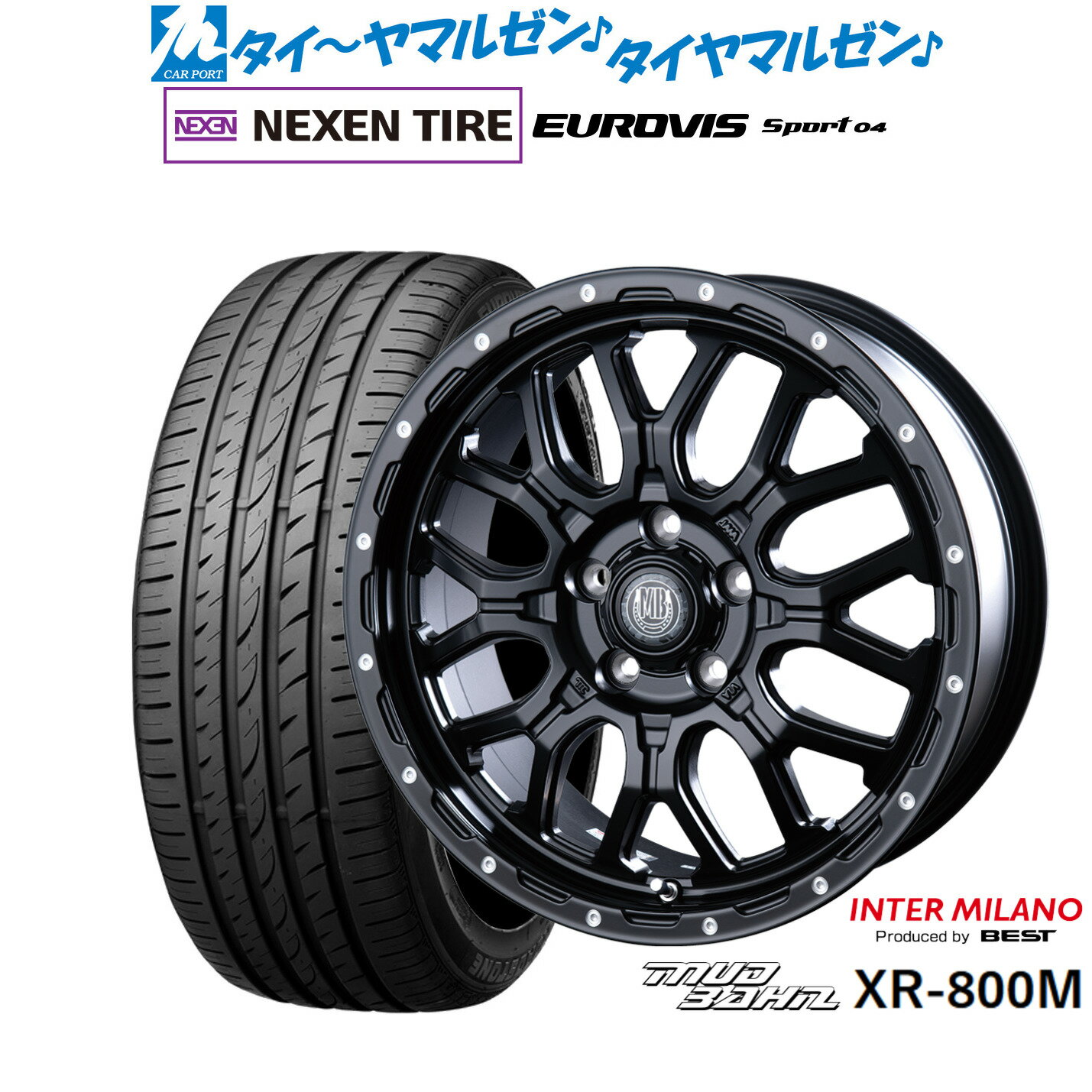 [12/1]ストアポイント5倍！新品 サマータイヤ ホイール4本セットインターミラノ マッドバーン XR-800M17インチ 7.0JNEXEN ネクセン ロードストーン ユーロビズ Sport 04205/55R17