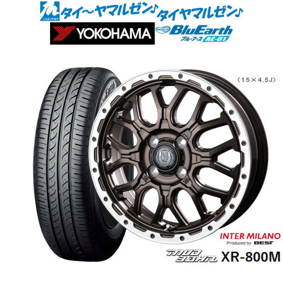 [6/22〜26]割引クーポン配布新品 サマータイヤ ホイール4本セットインターミラノ マッドバーン XR-800M14インチ 4.5Jヨコハマ BluEarth ブルーアース (AE-01)155/55R14
