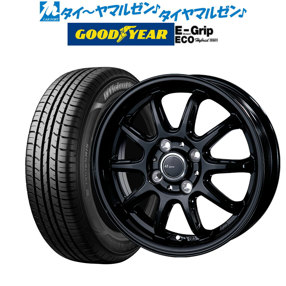 [5/9～15]割引クーポン配布新品 サマータイヤ ホイール4本セットインターミラノ AZ-SPORTS RC-1013インチ 4.0Jグッドイヤー エフィシエント グリップ エコ EG01155/65R13