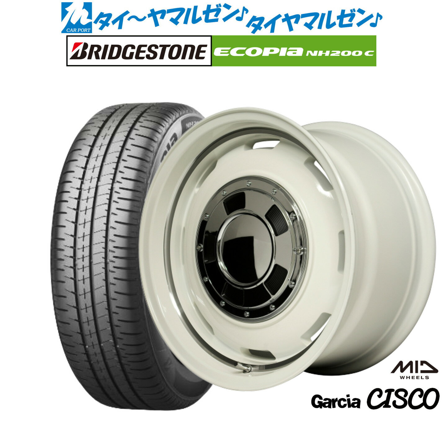 [6/15]割引クーポン配布新品 サマータイヤ ホイール4本セットMID ガルシア シスコ14インチ 4.5Jブリヂストン ECOPIA エコピア NH200C165/55R14