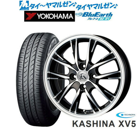 [6/22〜26]割引クーポン配布新品 サマータイヤ ホイール4本セットテクノピア カシーナ XV-514インチ 4.5Jヨコハマ BluEarth ブルーアース (AE-01)165/55R14