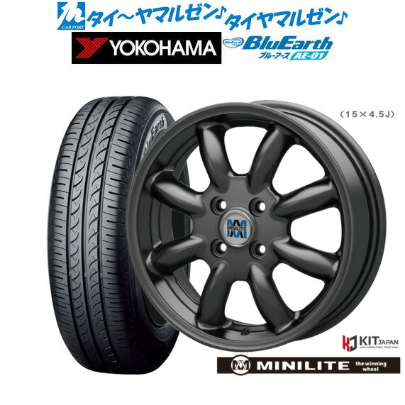 [6/22〜26]割引クーポン配布新品 サマータイヤ ホイール4本セットミニライト14インチ 4.5Jヨコハマ BluEarth ブルーアース (AE-01)155/55R14