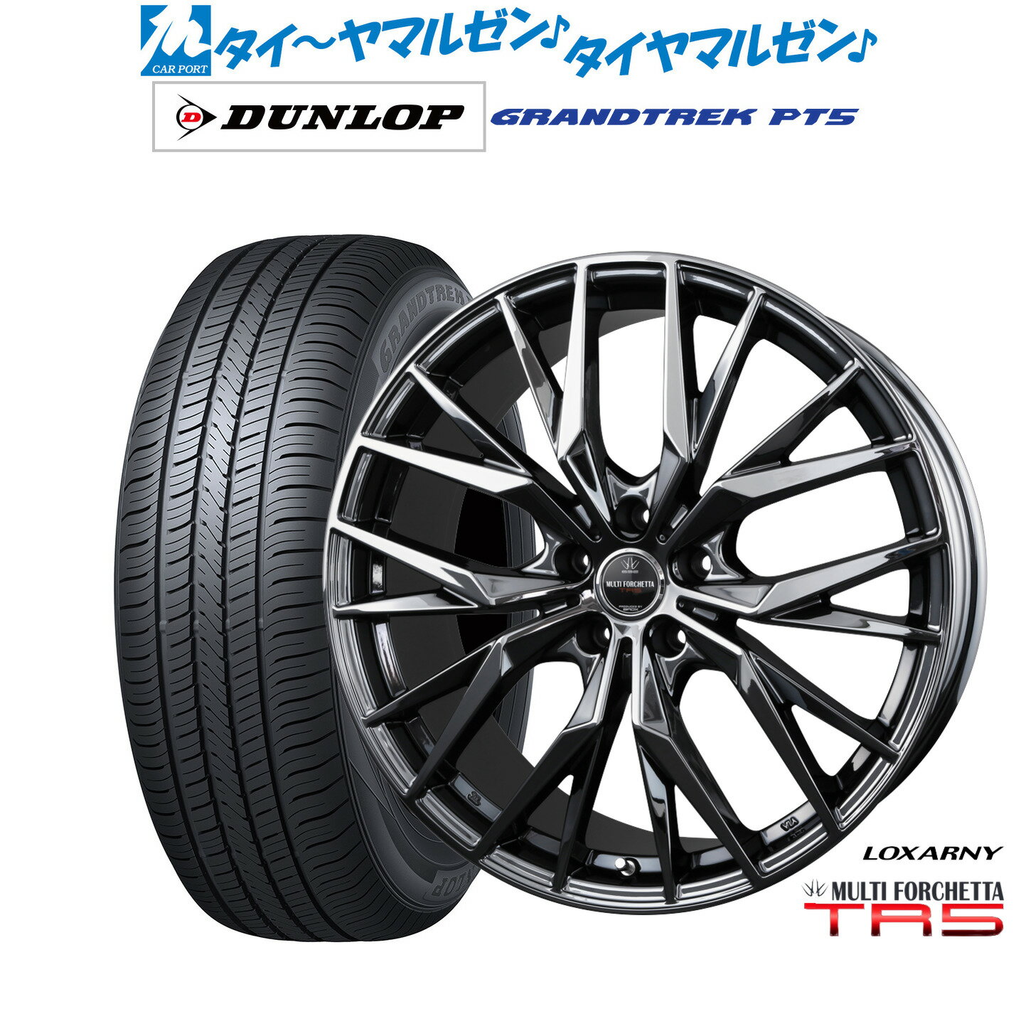 [SS期間]割引クーポン配布新品 サマータイヤ ホイール4本セットBADX ロクサーニ マルチフォルケッタ TR519インチ 8.0Jダンロップ GRANDTREK グラントレック PT5235/50R19