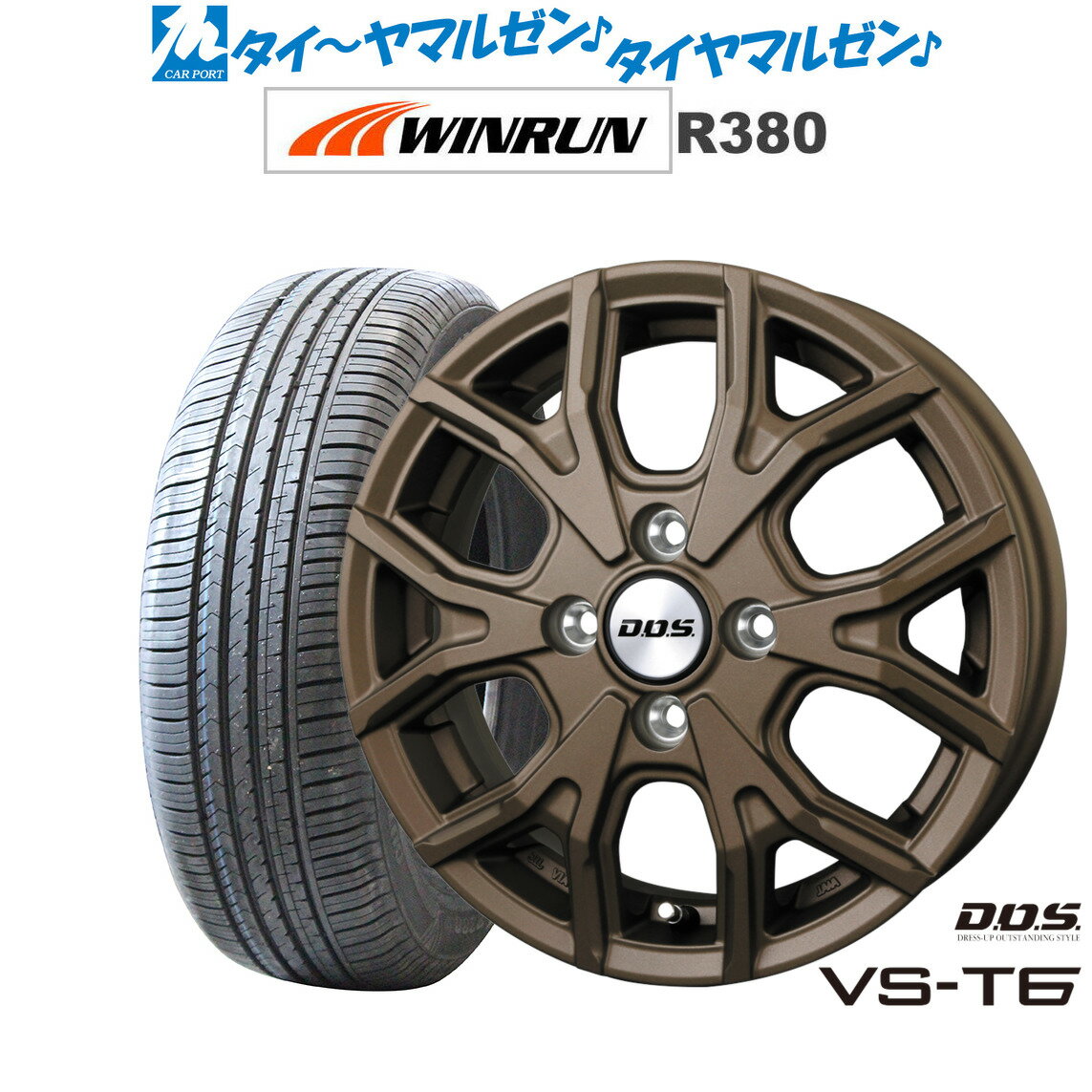 新品 サマータイヤ ホイール4本セットBADX D,O,S(DOS) VS-T614インチ 4.5JWINRUN ウインラン R380155/65R14