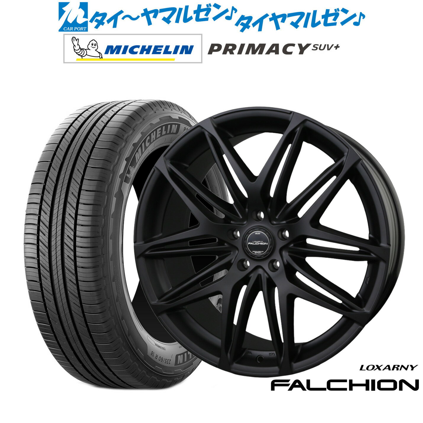[大感謝祭]割引クーポン配布新品 サマータイヤ ホイール4本セットBADX ロクサーニ ファルシオン Black Edition18インチ 7.5Jミシュラン プライマシー SUV+215/50R18