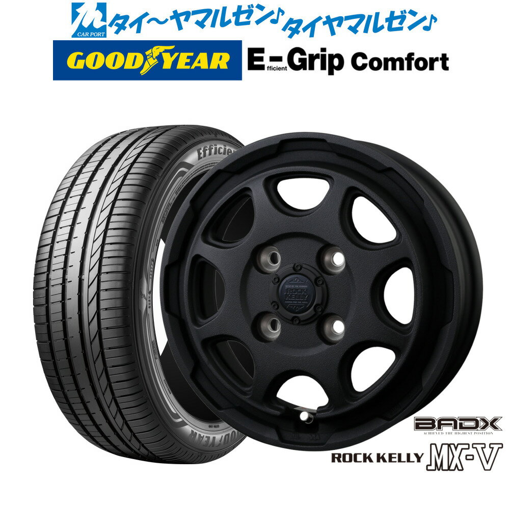 [6/22〜26]割引クーポン配布新品 サマータイヤ ホイール4本セットBADX ロックケリー ROCK KELLY MX-V14インチ 4.5Jグッドイヤー エフィシエント グリップ コンフォート165/55R14
