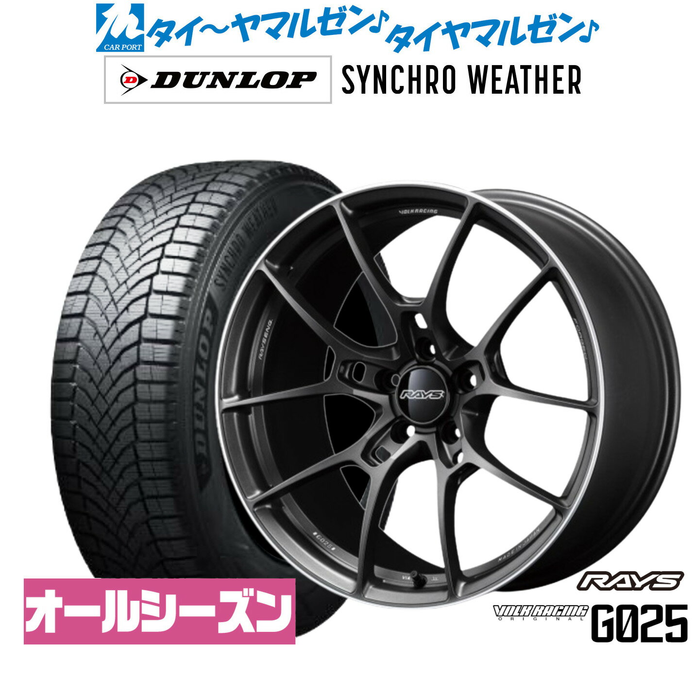 新品 サマータイヤ ホイール4本セットレイズ ボルクレーシング G02519インチ 8.5Jダンロップ SYNCHRO WEATHER シンクロウェザー 245/35R19