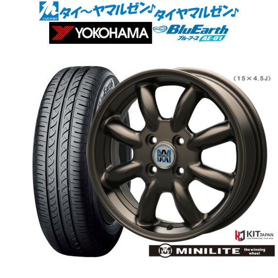 [6月20日]割引クーポン配布新品 サマータイヤ ホイール4本セットミニライト14インチ 4.5Jヨコハマ BluEarth ブルーアース (AE-01)155/55R14