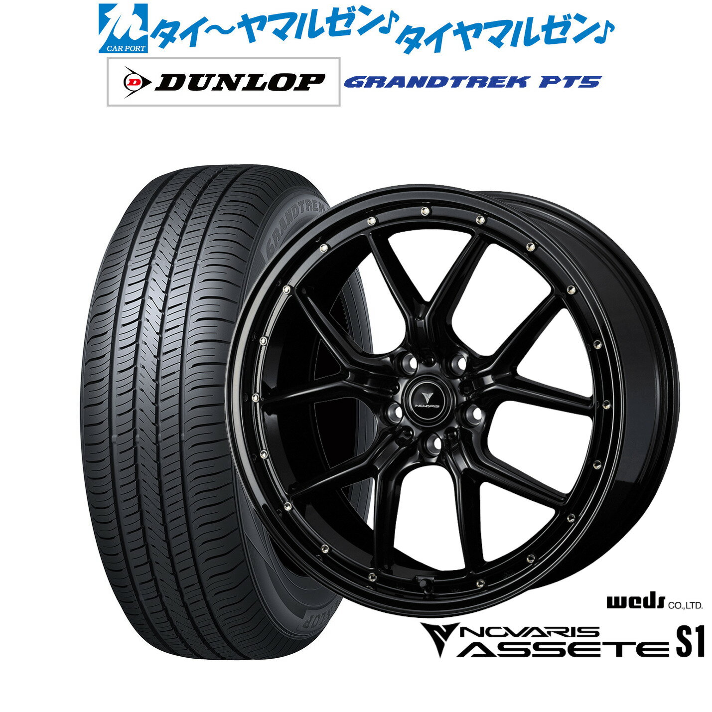 [6/15]割引クーポン配布新品 サマータイヤ ホイール4本セットウェッズ ノヴァリス アセット S119インチ 8.0Jダンロップ GRANDTREK グラントレック PT5225/55R19