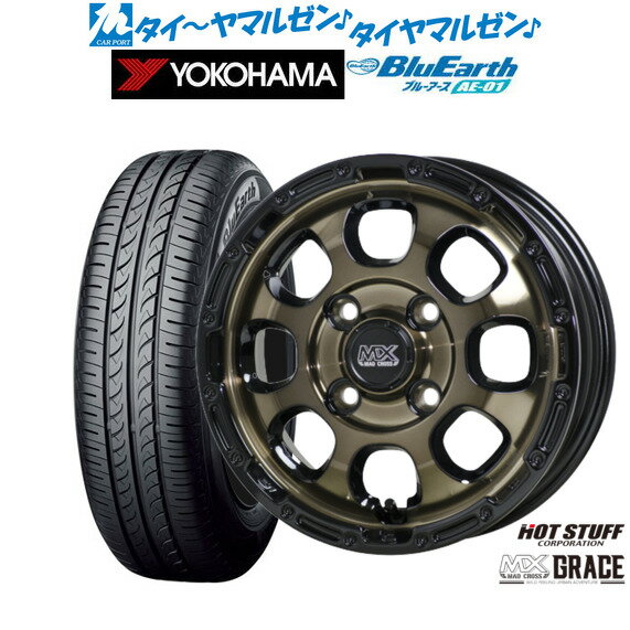 [12/1]ストアポイント5倍！新品 サマータイヤ ホイール4本セットホットスタッフ マッドクロス グレイス14インチ 4.5Jヨコハマ BluEarth ブルーアース (AE-01)165/55R14