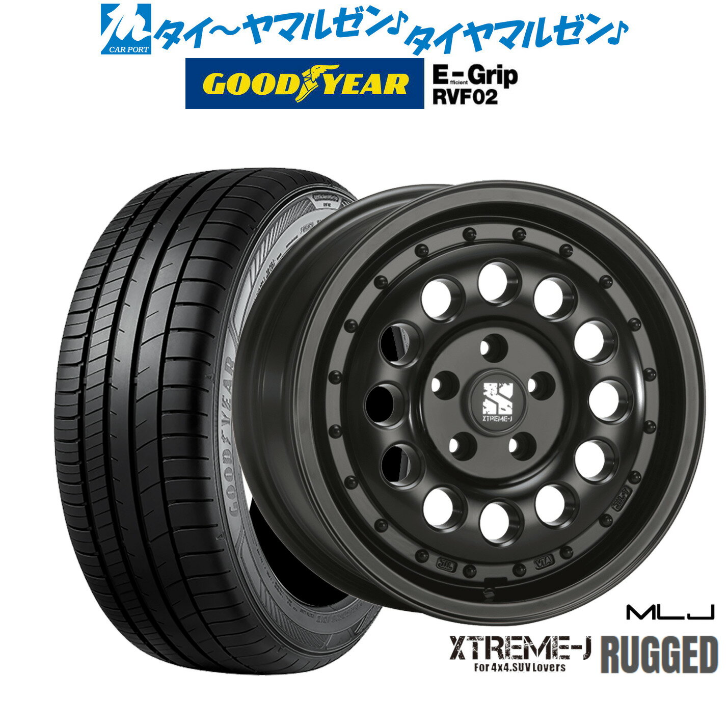 [5と0のつく日]割引クーポン配布新品 サマータイヤ ホイール4本セットMLJ エクストリーム ラギッド16インチ 6.5Jグッドイヤー エフィシエント グリップ RVF02215/60R16