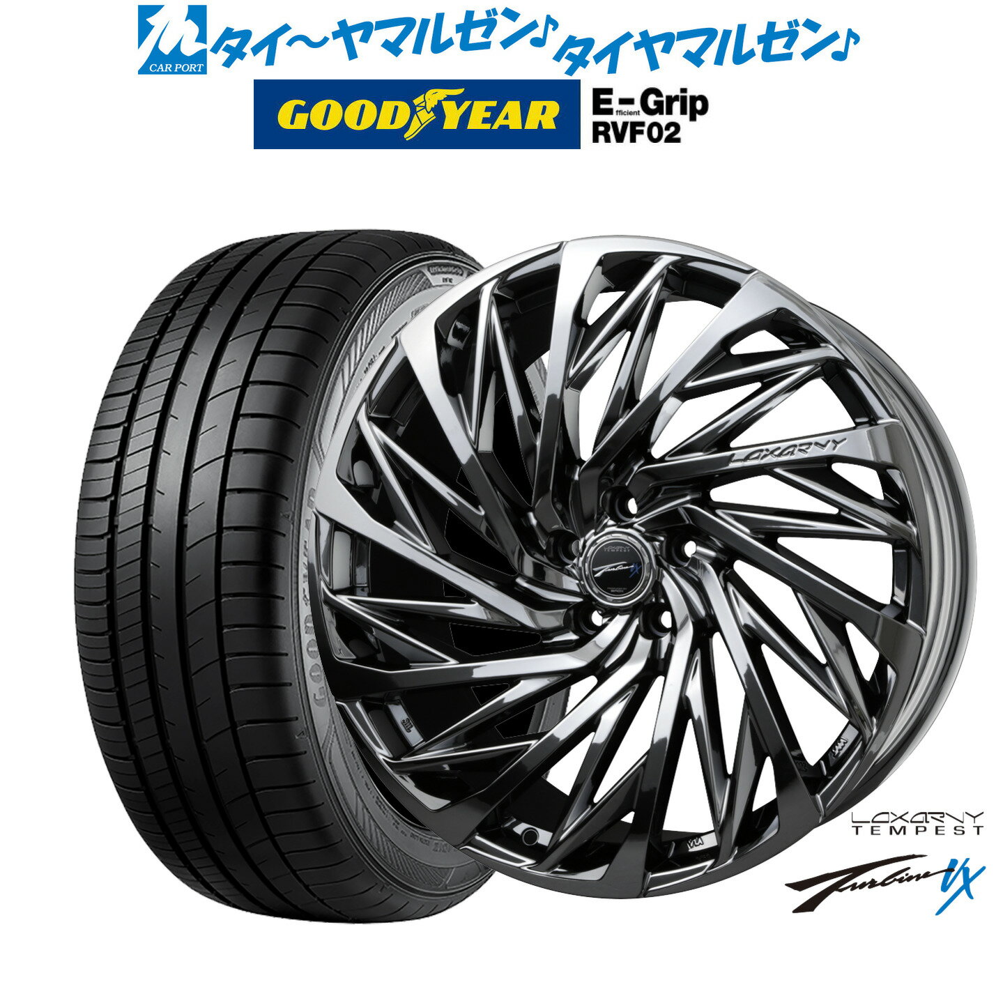 [12/1]ストアポイント5倍！新品 サマータイヤ ホイール4本セットBADX ロクサーニ テンペストタービンVX20インチ 8.5Jグッドイヤー エフィシエント グリップ RVF02245/40R20