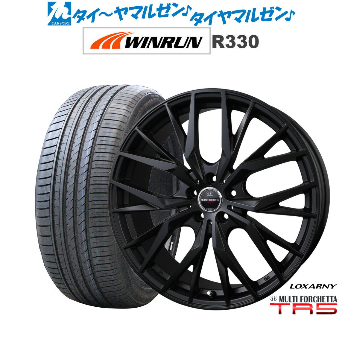 [SS期間]割引クーポン配布新品 サマータイヤ ホイール4本セットBADX ロクサーニ マルチフォルケッタ TR5 Black Edition19インチ 7.5JWINRUN ウインラン R330225/40R19