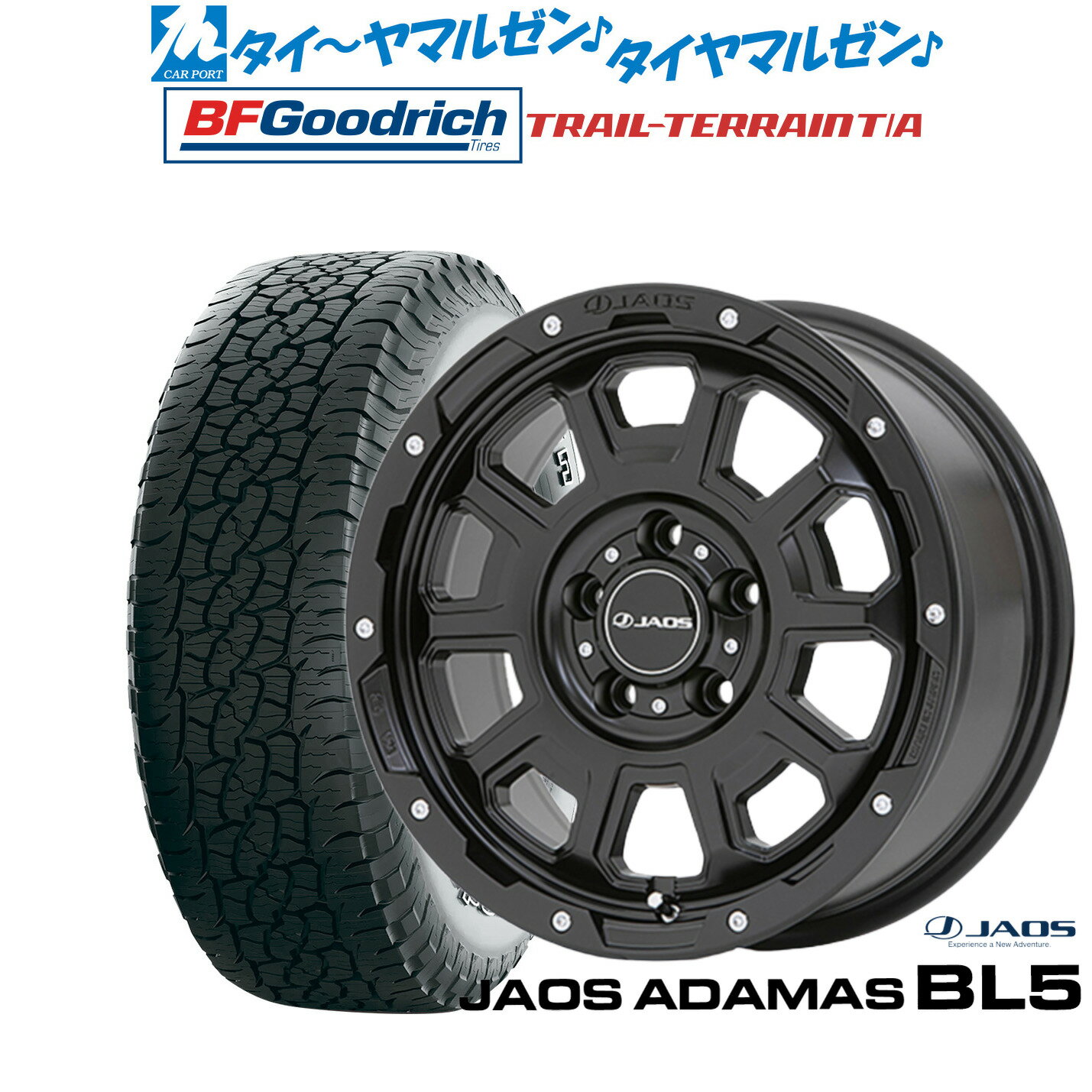 [マラソン期間]割引クーポン配布新品 サマータイヤ ホイール4本セットJAOS ジャオス アダマス BL517インチ 7.5JBFグッドリッチ トレールテレーン T/A215/60R17