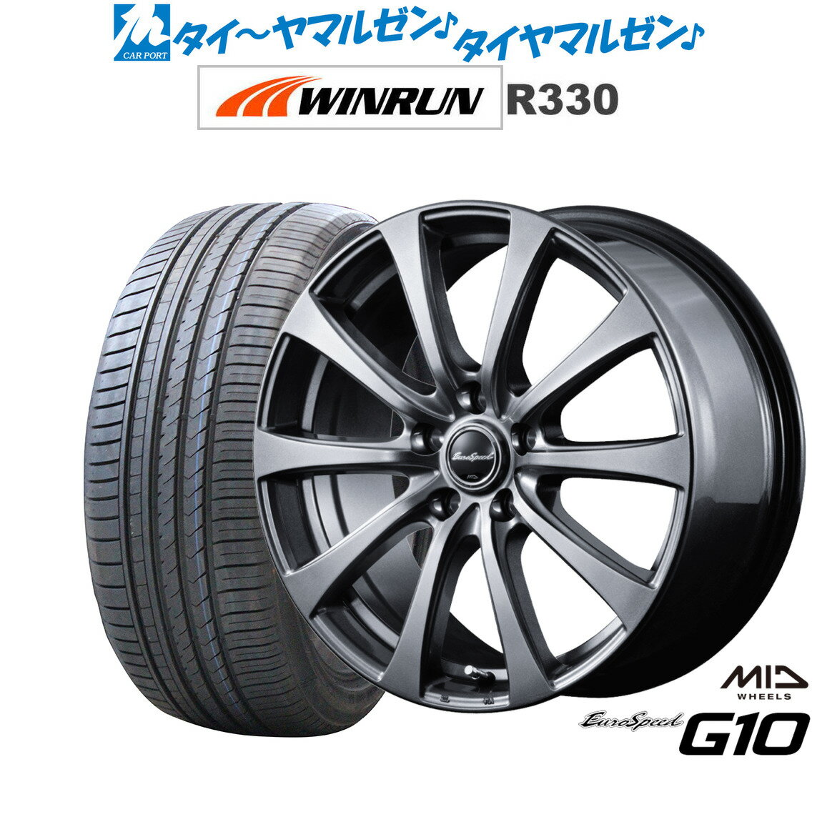 [6/15]割引クーポン配布新品 サマータイヤ ホイール4本セットMID ユーロスピード G-1018インチ 7.5JWINRUN ウインラン R330225/40R18