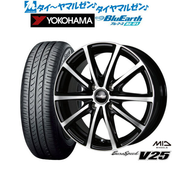新品 サマータイヤ ホイール4本セットMID ユーロスピード V2513インチ 4.0Jヨコハマ BluEarth ブルーアース (AE-01)165/65R13
