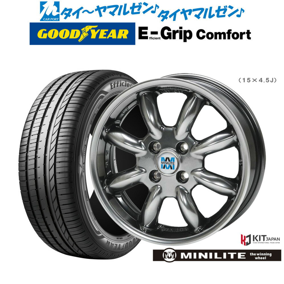 [6/18]最大100%ポイントバック！要エントリー新品 サマータイヤ ホイール4本セットミニライト15インチ 4.5Jグッドイヤー エフィシエント グリップ コンフォート165/55R15