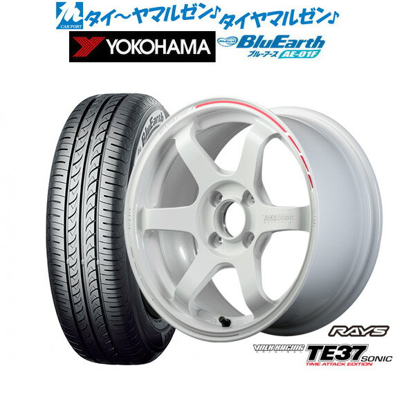 [BF期間]割引クーポン配布新品 サマータイヤ ホイール4本セットレイズ ボルクレーシング TE37 SONIC(ソニック) TIME ATTACK EDITION16インチ 6.5Jヨコハマ BluEarth ブルーアース (AE-01F)185/55R16