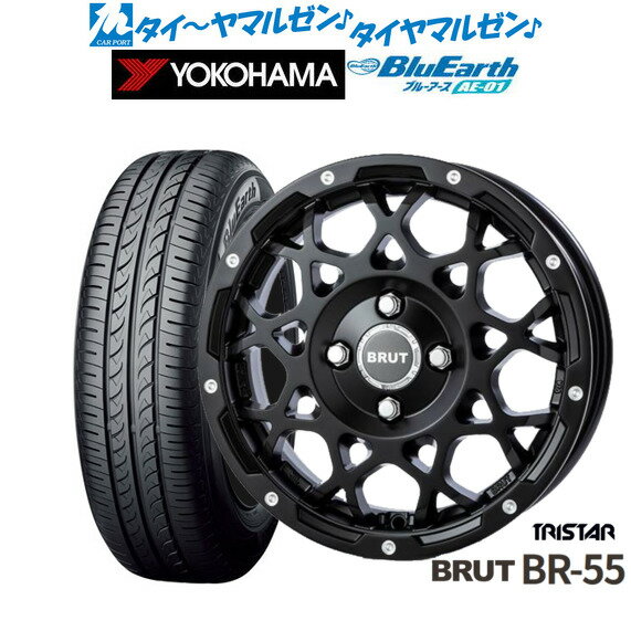 [12/1]ストアポイント5倍！新品 サマータイヤ ホイール4本セットトライスター BRUT BR-5514インチ 5.0Jヨコハマ BluEarth ブルーアース (AE-01)165/55R14