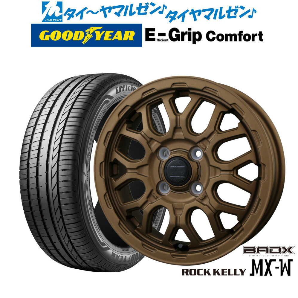 [6/22〜26]割引クーポン配布新品 サマータイヤ ホイール4本セットBADX ロックケリー ROCK KELLY MX-W14インチ 4.5Jグッドイヤー エフィシエント グリップ コンフォート155/65R14