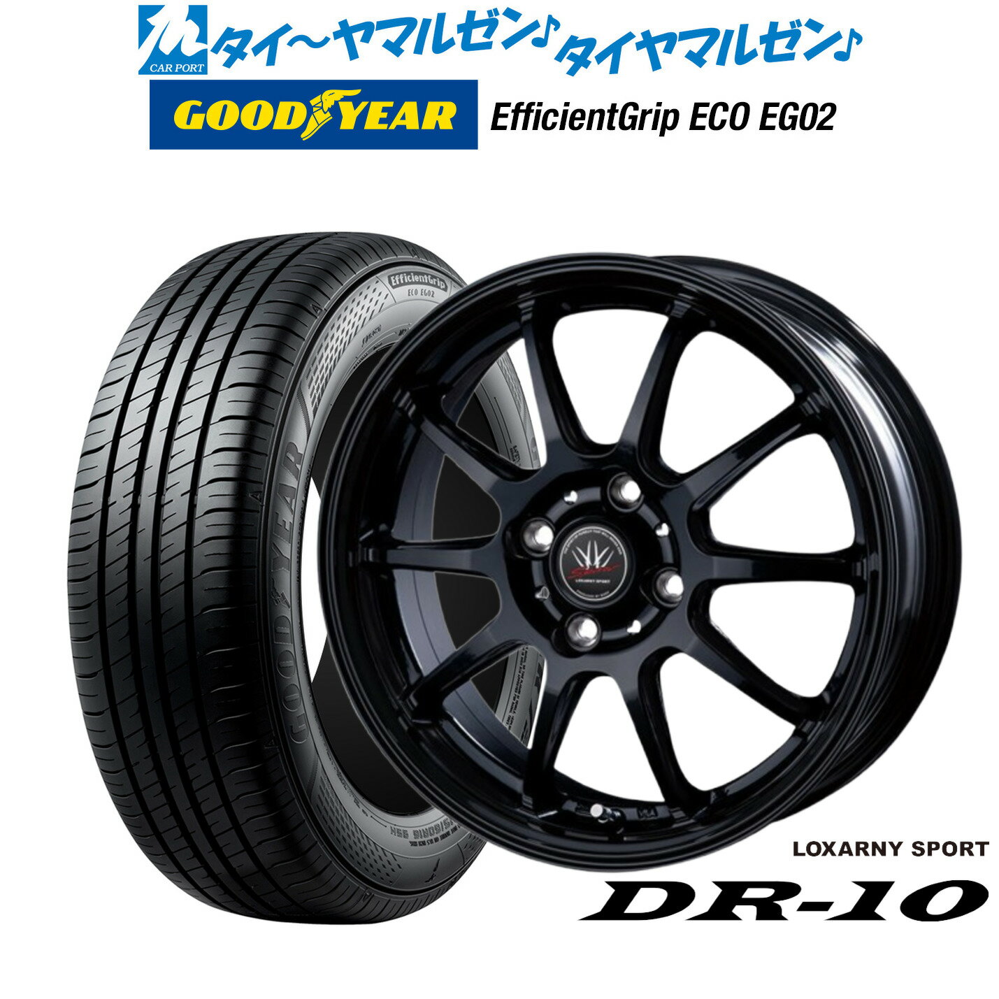 [6月20日]割引クーポン配布新品 サマータイヤ ホイール4本セットBADX ロクサーニスポーツ DR-1014インチ 4.5Jグッドイヤー エフィシエント グリップ エコ EG02155/55R14