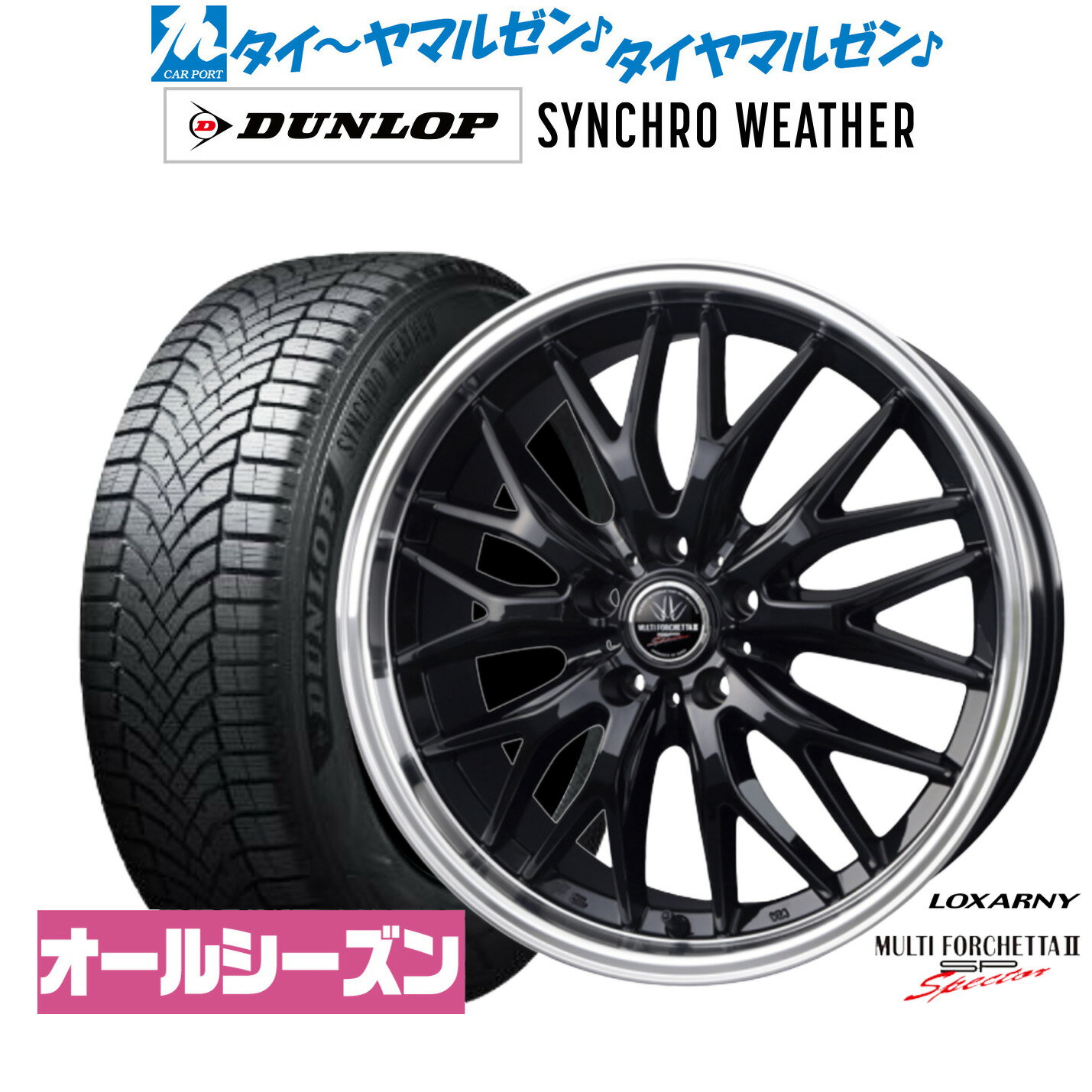 [BF期間]割引クーポン配布新品 サマータイヤ ホイール4本セットBADX ロクサーニ マルチフォルケッタ2 SP-SPECTOR19インチ 7.5Jダンロップ SYNCHRO WEATHER シンクロウェザー 245/45R19