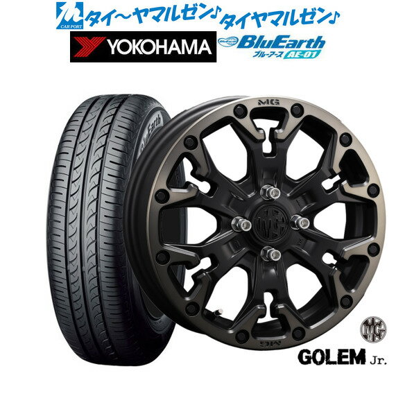 新品 サマータイヤ ホイール4本セットクリムソン MG ゴーレム Jr.14インチ 4.5Jヨコハマ BluEarth ブルーアース (AE-01)165/55R14