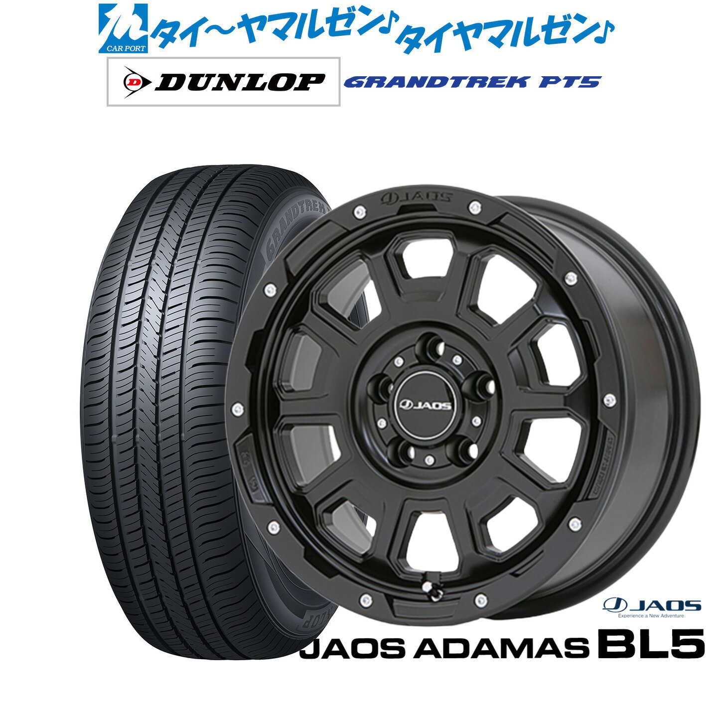 新品 サマータイヤ ホイール4本セットJAOS ジャオス アダマス BL518インチ 7.5Jダンロップ GRANDTREK グラントレック PT5215/50R18